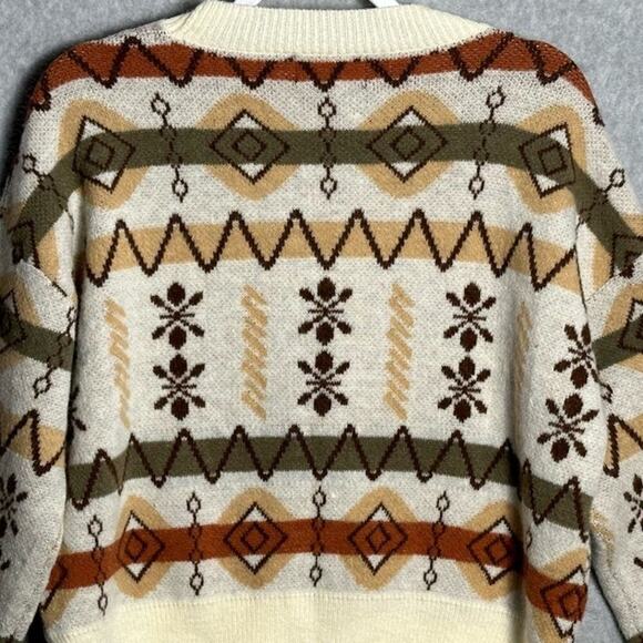 Cider‎ Size S Aztek Button Front Cardigan Sweater Fall Soft V-Neck geometric - Picture 9 of 10